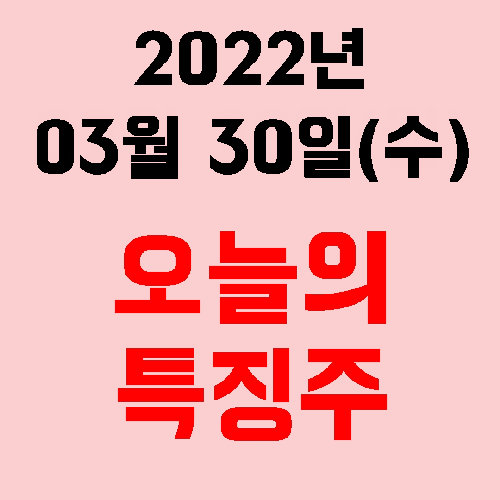  오늘의 시장 특징주 2022년 03월 30일(수)