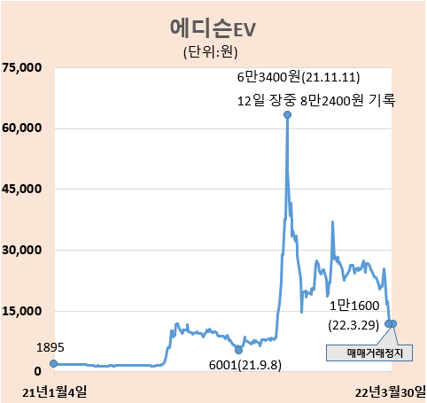 10만 개미 '피눈물' 에디슨EV…주가조작 심리 착수  