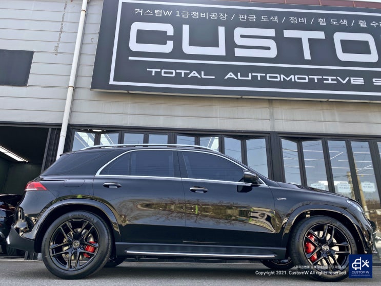  신차 벤츠 GLE53 AMG 블랙유광 휠도색 + 레드 캘리퍼 도색