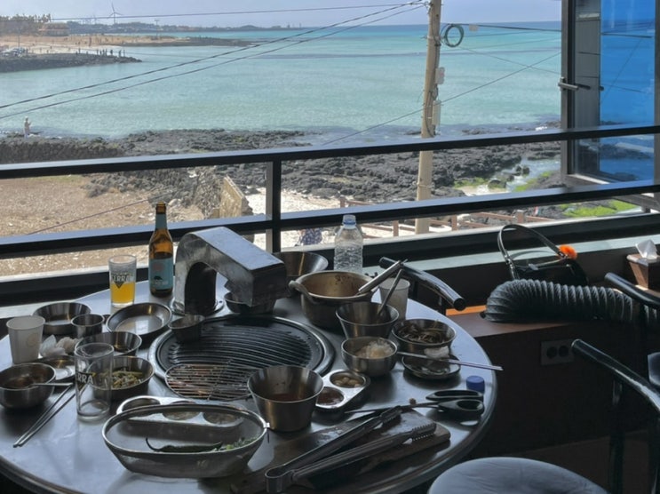  제주도 협재 흑돼지, 오션뷰 고깃집 "별돈별"