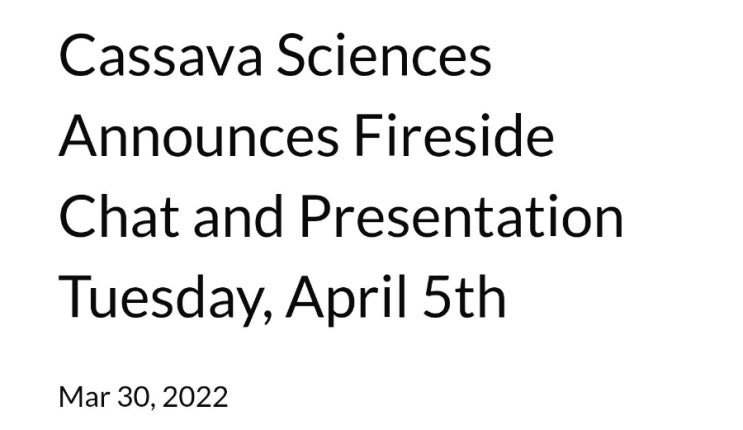 SAVA의 향기! 오늘밤은 찐이길 4월5일 Fireside Chat 진행공지! (임상현황 & 회사소식) SAVA의 향기! 오늘밤은 찐이길 4월5일 Fireside Chat 진행공지! (임상현황 & 회사소식)