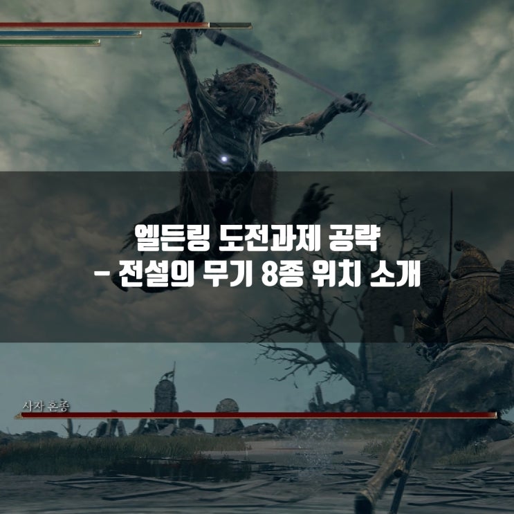 엘든링 도전과제 공략 : 전설의 무기 8종 위치 엘든링 도전과제 공략 : 전설의 무기 8종 위치