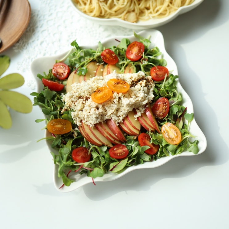  토마토 두부 샐러드 만들기 야채샐러드소스 맛있는 다이어트 두부요리