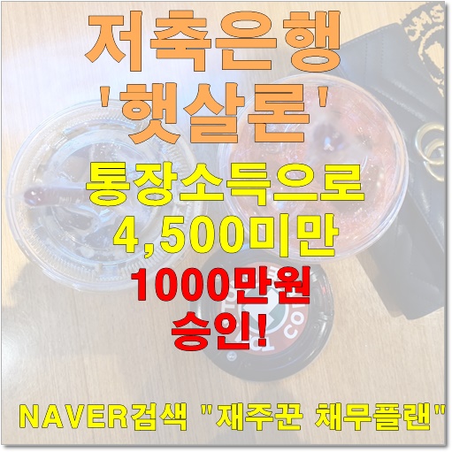  환산소득 4,500만원 이상 햇살론 승인 사례