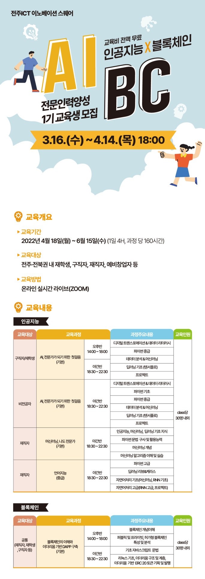 전주인공지능X전주블록체인 전문인력양성 교육생 모집 4월 14일까지 : 네이버 블로그