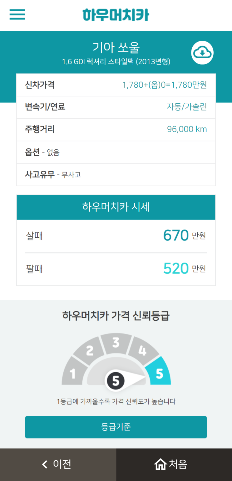 하우머치카 2022년 9월 쏘울_2 중고차시세.가격표