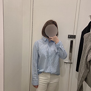 지오다노 베이직 포플린 셔츠 : 블루 멀티 스트라이프 S 49,800원 만족 후기(착용샷) / 05342901
