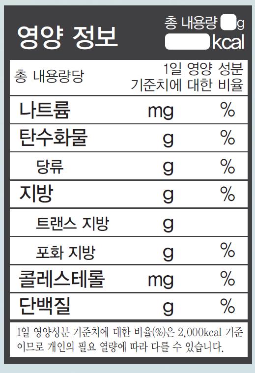  식생활 식품성분표시, 영양정보, 유통기한