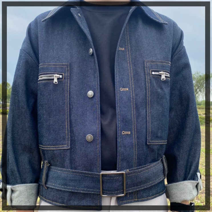  메종미네드 크롭청자켓(INDIGO JACK DENIM TRUCKER )후기[가을에 입기좋은 청자켓]