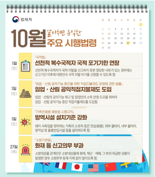 알아두면 유익한 10월 주요 시행법령_법제처 알아두면 유익한 10월 주요 시행법령_법제처