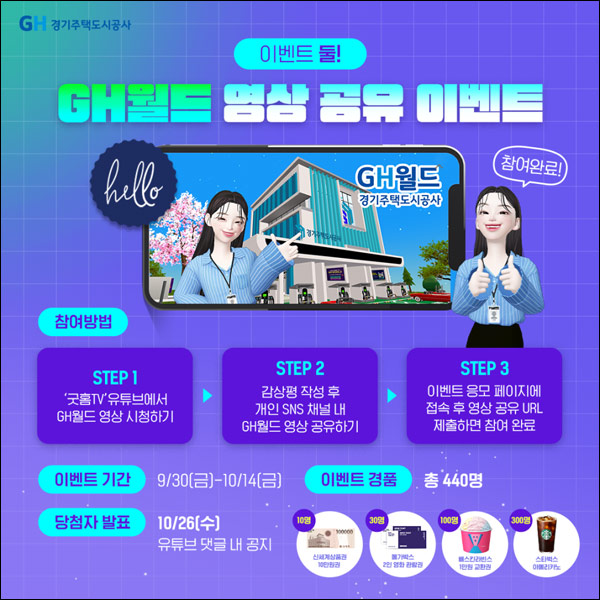 GH월드 영상 공유 이벤트(스벅등 440명)추첨