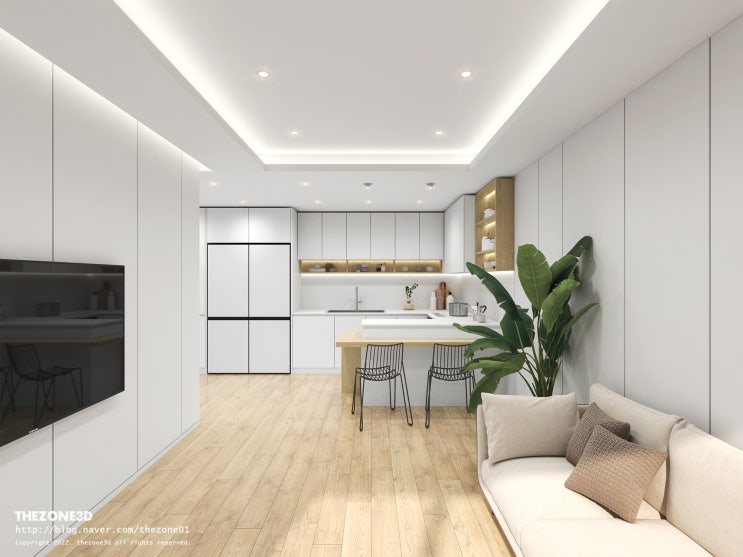 빌라인테리어 3d투시도 도면설계, 아파트 거실&주방 인테리어 설계외주