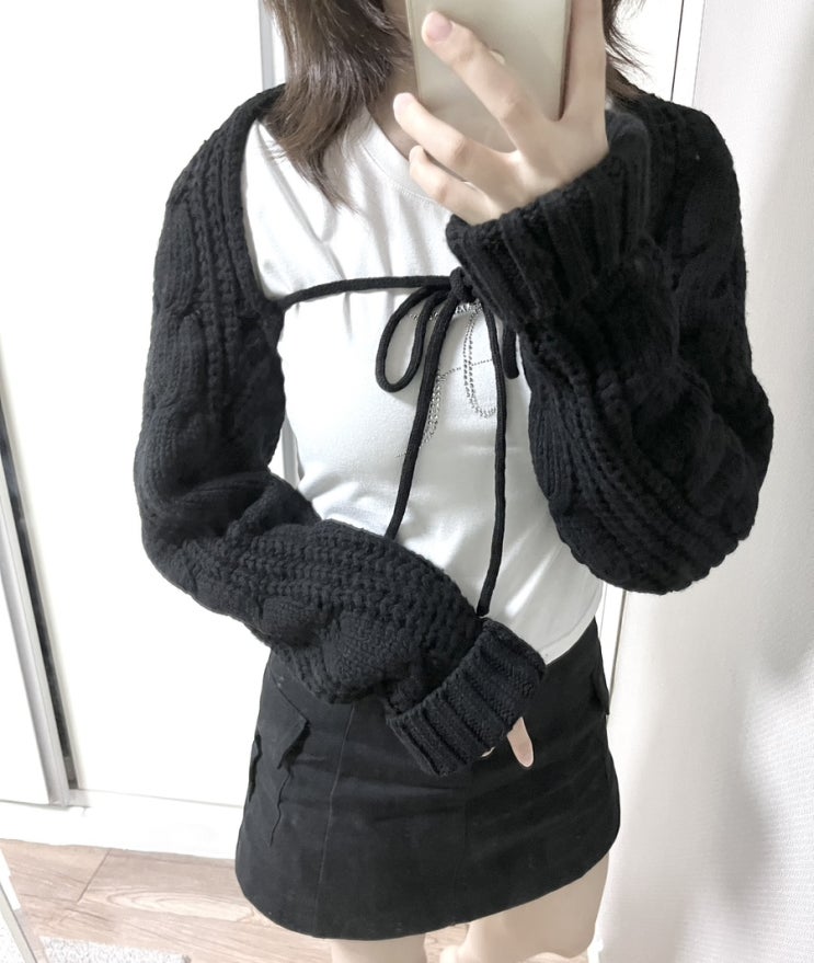  쓰리타임즈 케이블 볼레로 환불 후기 • 22FW threetimes cable bolero black
