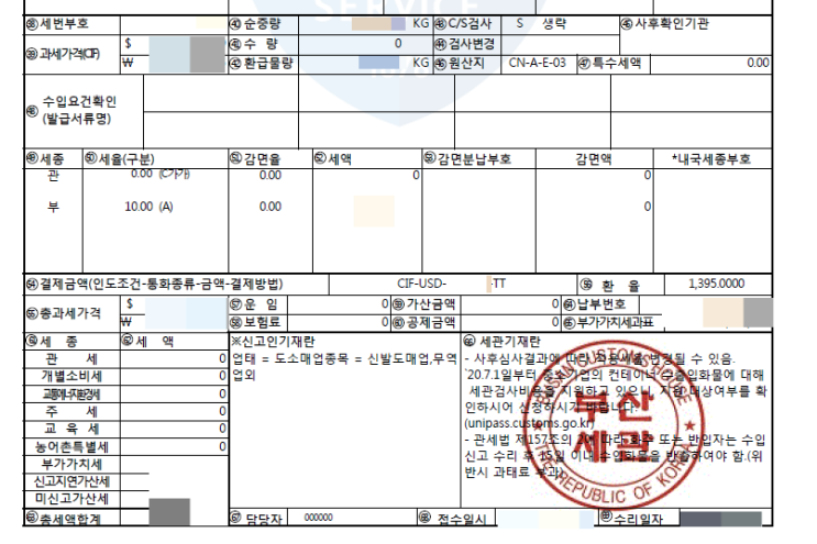  수입 관세 부가세 등 세액(세금) 계산 방법
