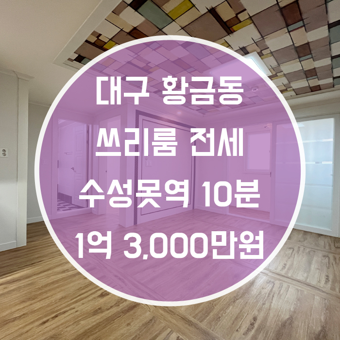  대구 수성구 두산동 / 쓰리룸 전세 수성못역도보10분 '조용하면서 내 집 앞에 공원'