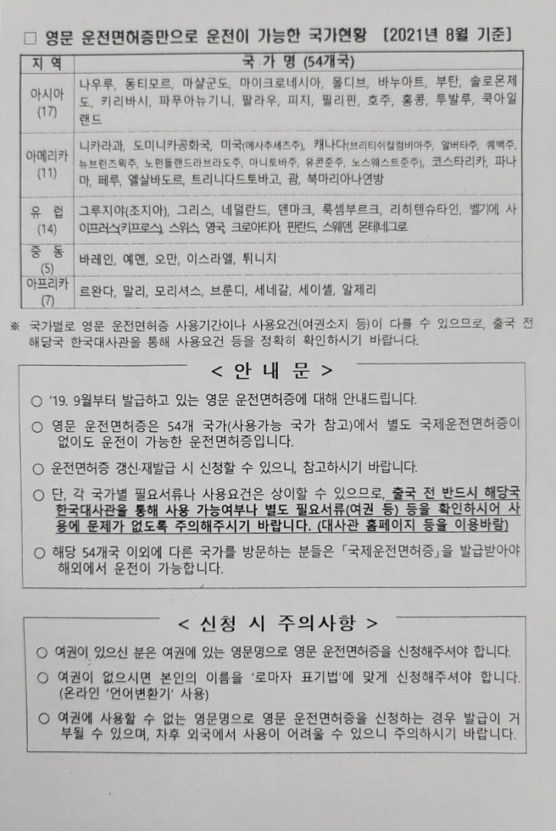 영문운전면허증발급 미국 운전가능국가 모바일 운전면허증 Ic 운전면허증 발급 : 네이버 블로그