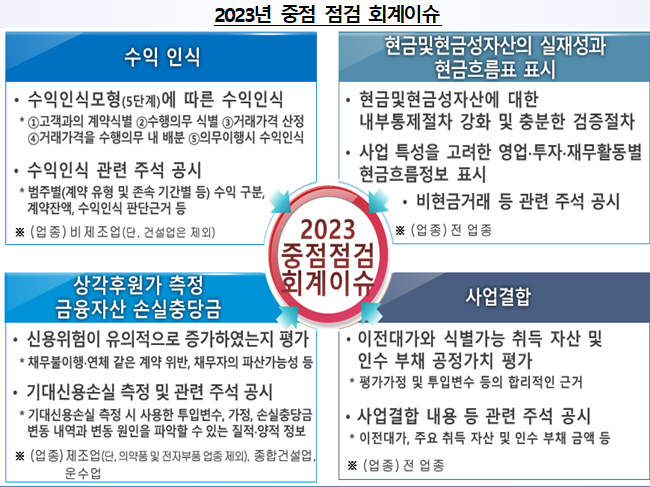  2023년도 재무제표 중점 점검분야_금융감독원