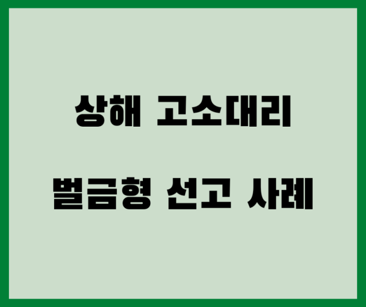  상해 고소대리 벌금형 선고받은 사례입니다