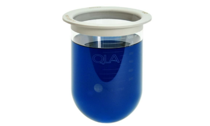 Clear Glass Vessel with Plastic Rim for Varian VK 7010, Hanson SR8+, Distek 2100