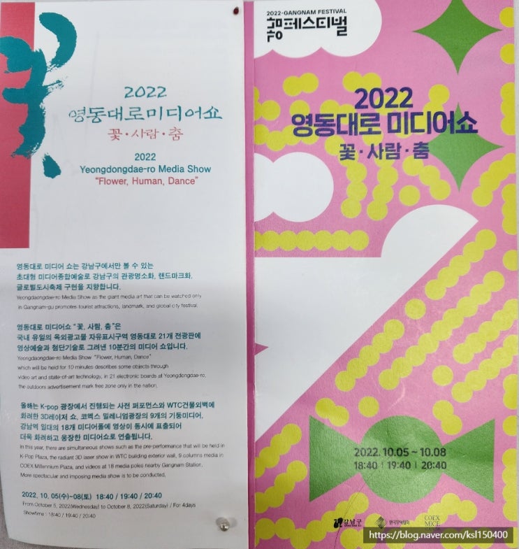 영동 대로 미디어쇼 꽃. 사람. 춤 영동 대로 미디어쇼 꽃. 사람. 춤
