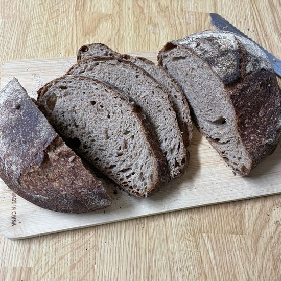  통밀가루로 사워도우 식감의 빵 만들기•풀리쉬 (더치오븐 대신 스텐볼/반느통 대신 미니파운드틀 사용)