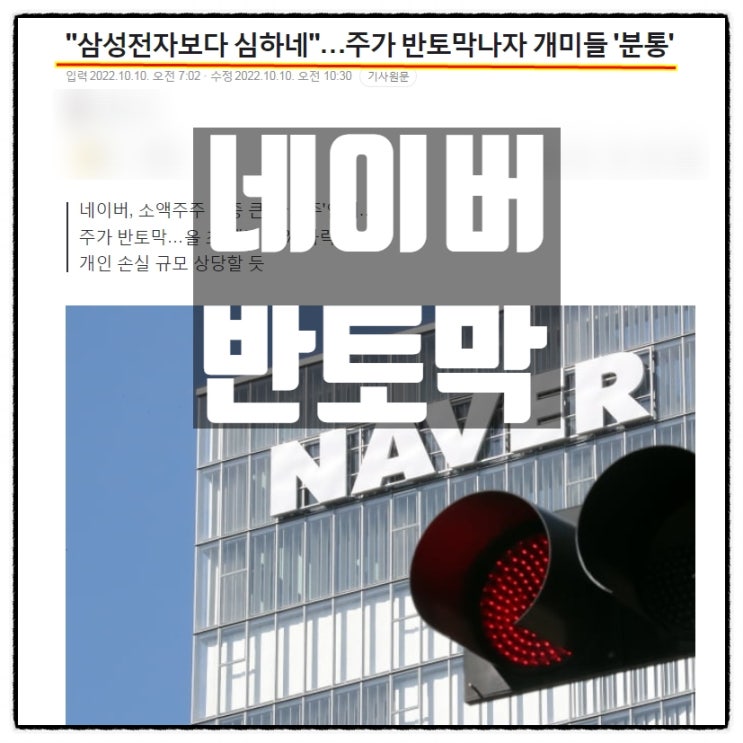  네이버주가 반토막 개미들 분통 슬슬 매수시그널로 들리는