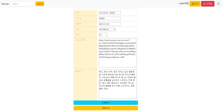  Project - 영화 기반의 사이트 (게시글-수정)