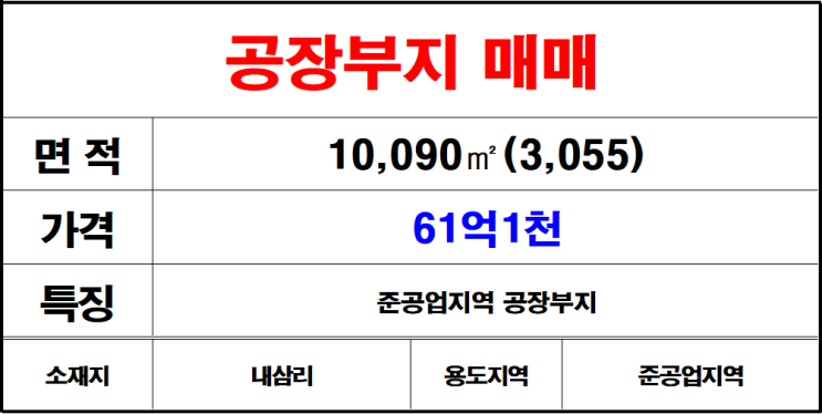  김해주촌내삼리공장부지매매