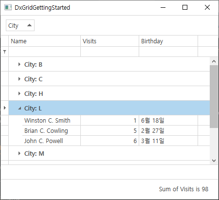  [WPF_DevExpress] DataGrid 그룹화