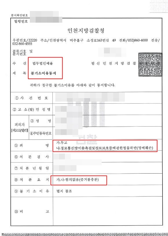 인천명예훼손죄변호사 제대로 대응하여 무혐의 처분을
