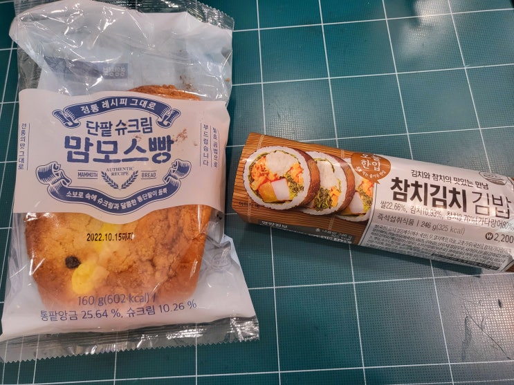  GS25 편의점 점심 <참치김치김밥>, <단팥슈크림맘모스빵>에 대한 기록
