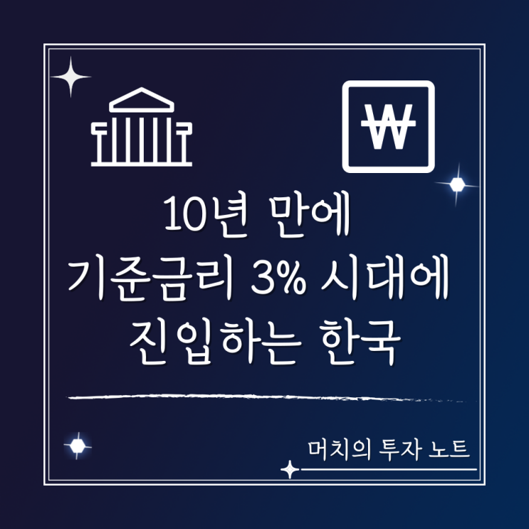  10년 만에 기준금리 3% 시대에 진입하는 우리나라를 보며