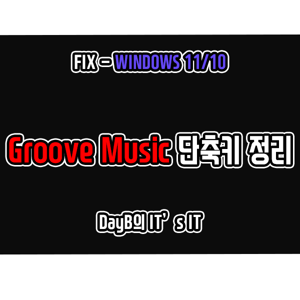 윈도우11/10 동영상 플레이어 Groove Music(미디어 플레이어) 단축키 정리