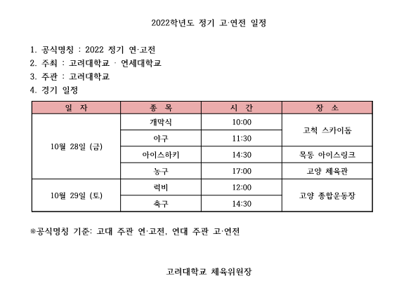  2022년 정기고연전(정기연고전) 일정 및 장소 확정! KMBA 네 번째 학기(2022학년 2학기) 6주 차 후기