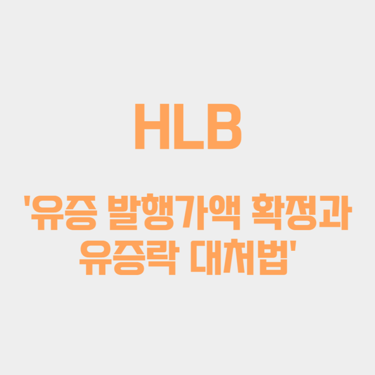 HLB '유상증자 발행가액 확정과 유증락 대처법'