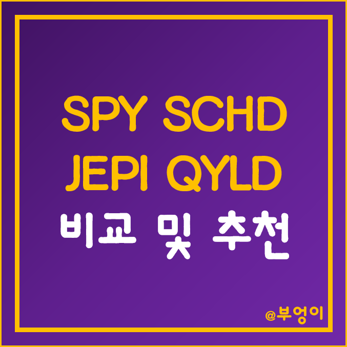 미국 ETF 비교 및 추천 - SPY, SCHD, JEPI, QYLD 주가 및 수익률 (해외 월배당 주식 적립식 투자)