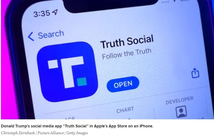 구글이 웬일로 트럼프의 Truth Social을 인정하지?