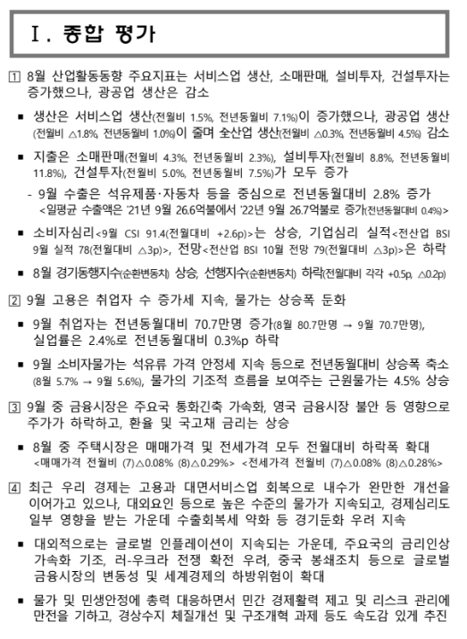 2022년 10월 최근 경제동향_기획재정부 2022년 10월 최근 경제동향_기획재정부