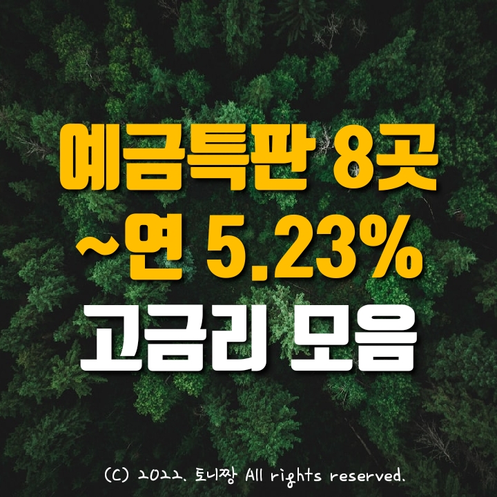 예금특판 8곳 12개월 연5.23% 서울영동농협, 북부산 은평 신정 신우 대창 성삼우리신협, 서호새마을금고