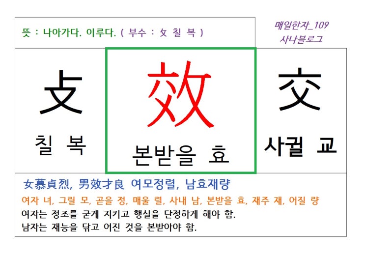  매일한자 공부하기(109) 본받을 효