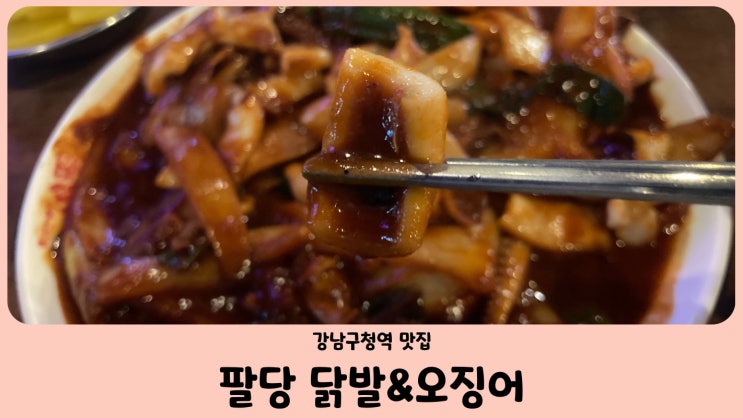  강남구청역 맛집 팔당 닭발&오징어 (주먹밥 퐁듀 칼국수)