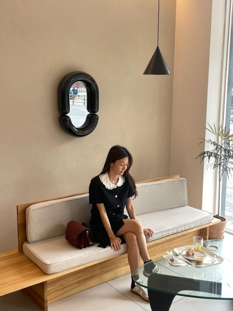 <소비일지] 산드로 트위드 원피스, 사랑스러움 그 잡채 (콘트라스트 칼라 쇼트 드레스/손연....