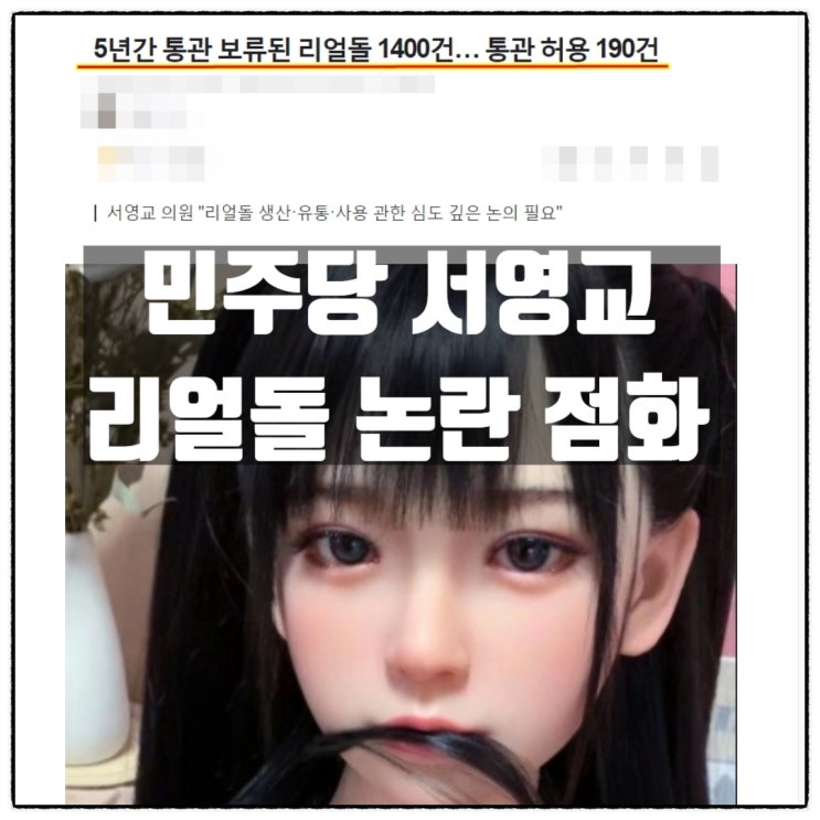  민주당 서영교 리얼돌 논란 남녀갈등 점화시도