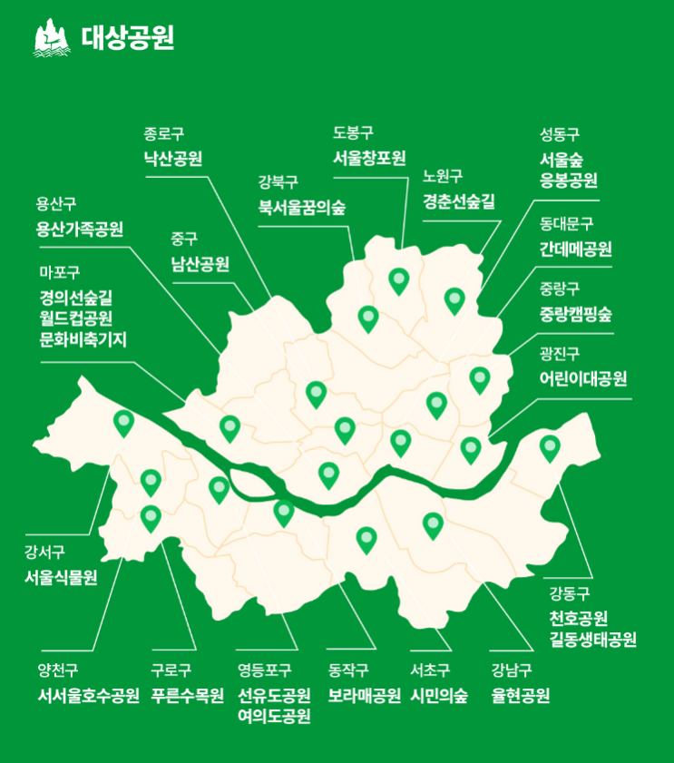  서울시 주요 공원 리스트 (직영공원 24곳)