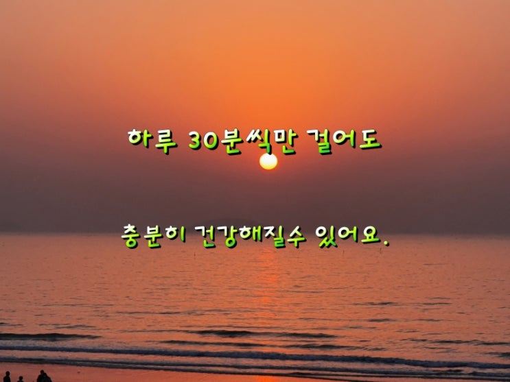 하루 30분씩만 걸어도 충분히 건강해질수 있어요.