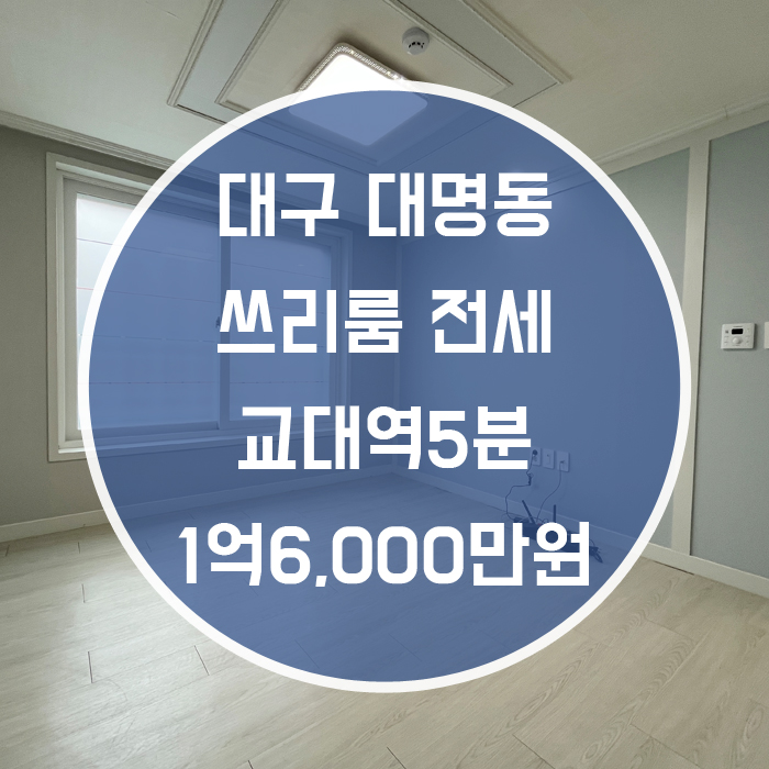 대구 남구 대명동 / 쓰리룸 전세 준신축 교대역5분 '양방향으로 주차걱정없이!'