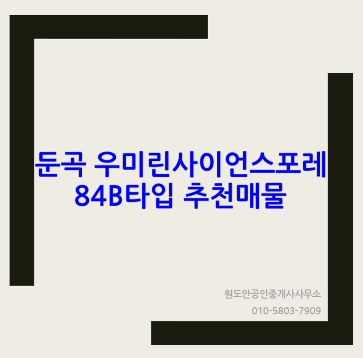  둔곡 우미린사이언스포레 84B타입 추천 매물 (ft. 주방 창문이 중요할까?)