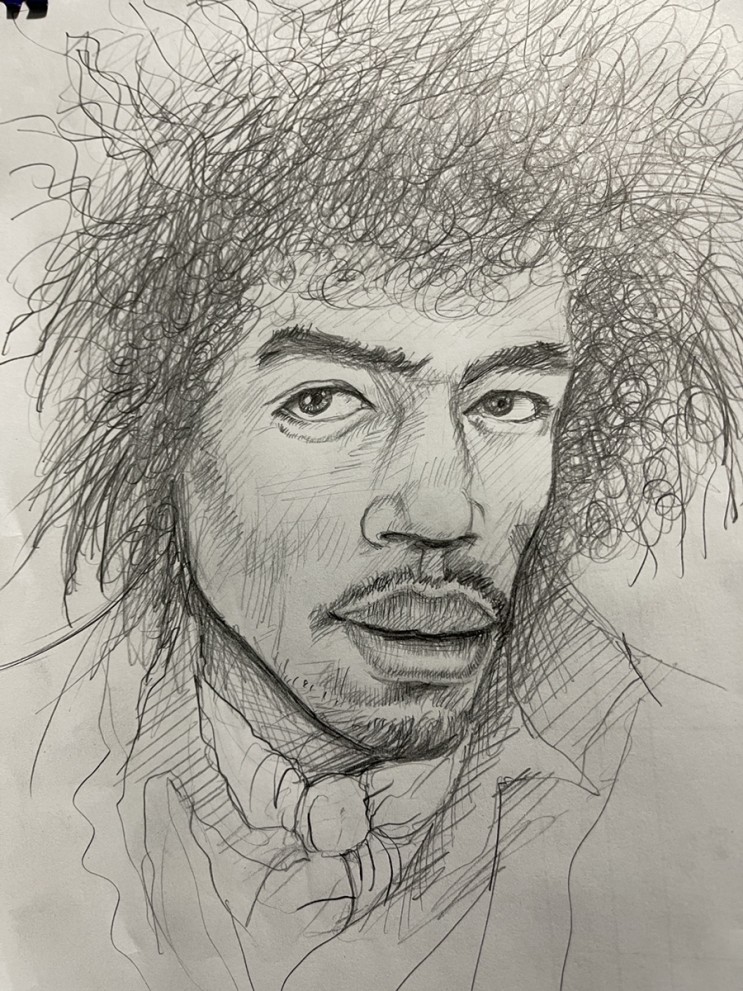 인물화 연필드로잉 Jimi Hendrix