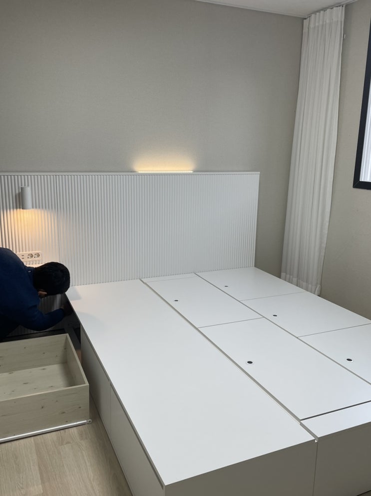 호텔침대 : 누구나 꿈꾸는 호텔침대 스칸디아 에센셜 템바보드 호텔 led 수납침대 설치했어요 !(1탄)