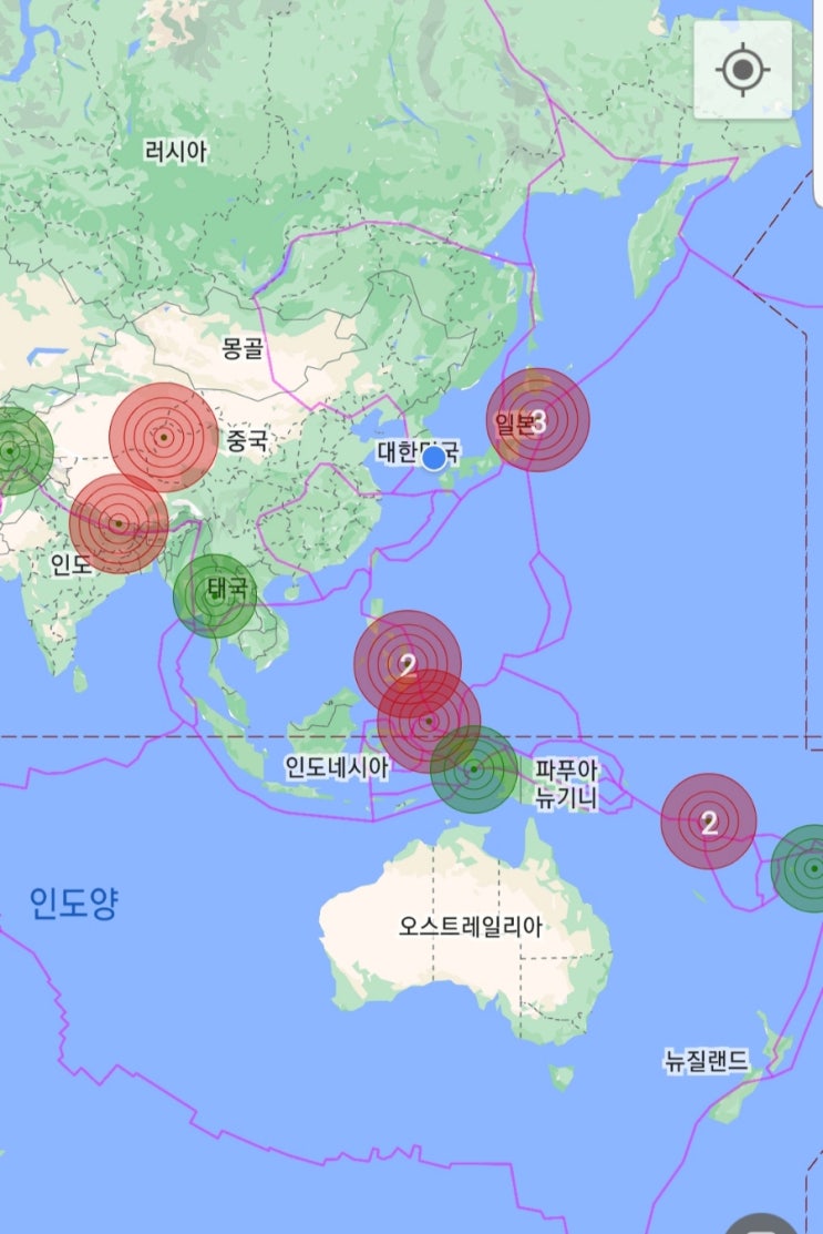 세계지진발생현황(2022년10월20일)